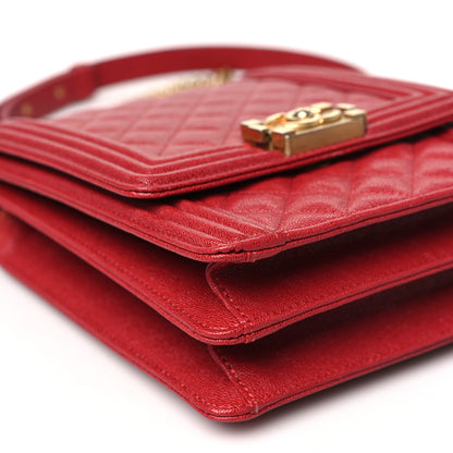 Chanel Caviar Quilted North South Boy Flap Red 9 of 10