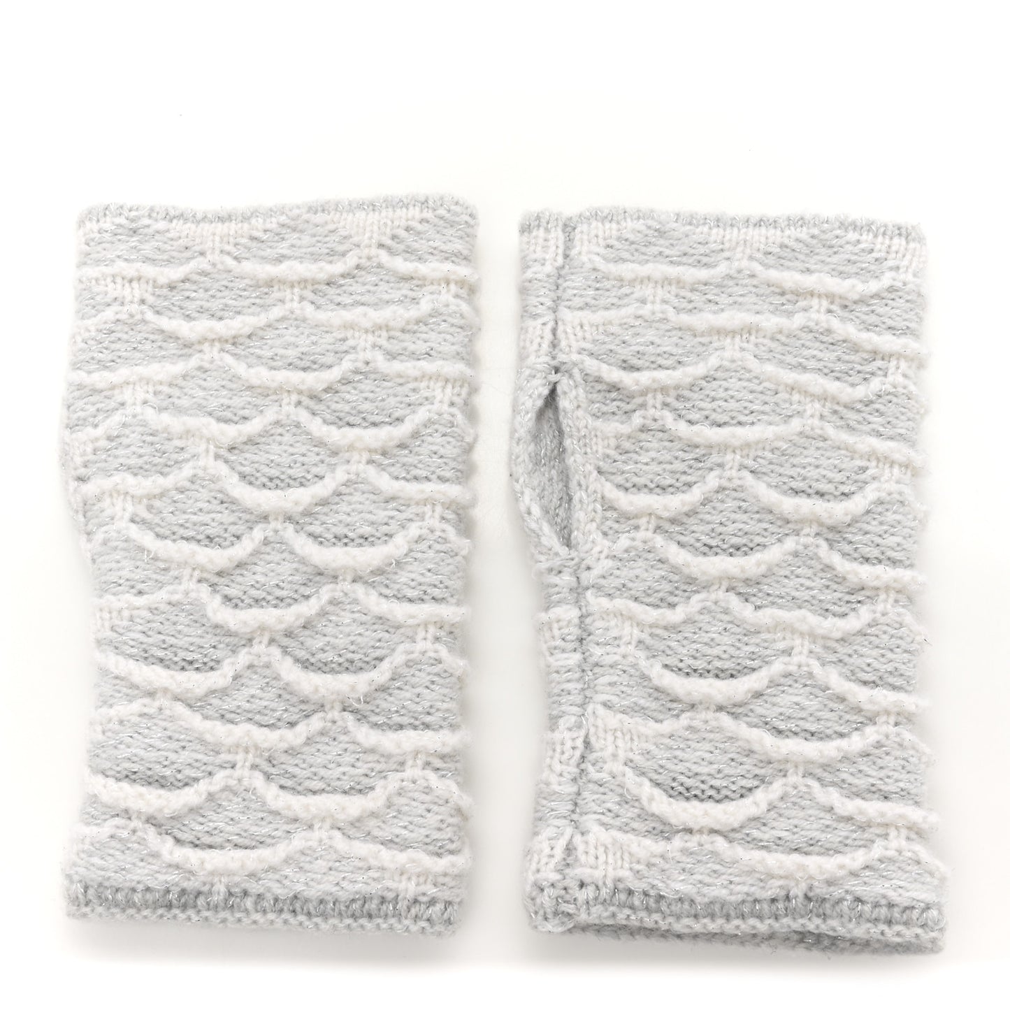 Metallic Cashmere Viscose CC Fingerless Gloves Grey