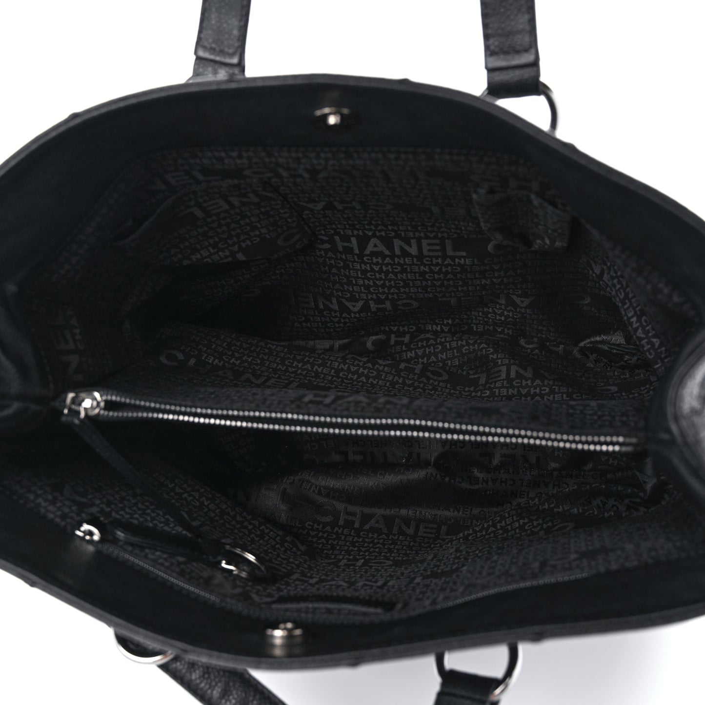 Caviar Square Stitched Large Tote Black
