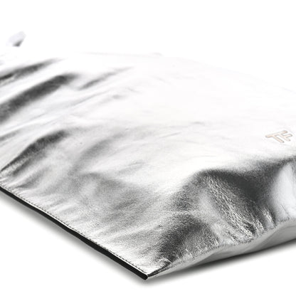 Tom Ford Metallic Calfskin Flat Drawstring Tote Silver 8 of 10
