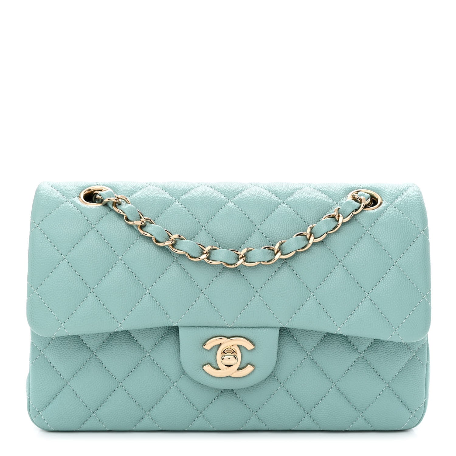 Chanel Caviar Quilted Small Double Flap Light Blue 1 of 10