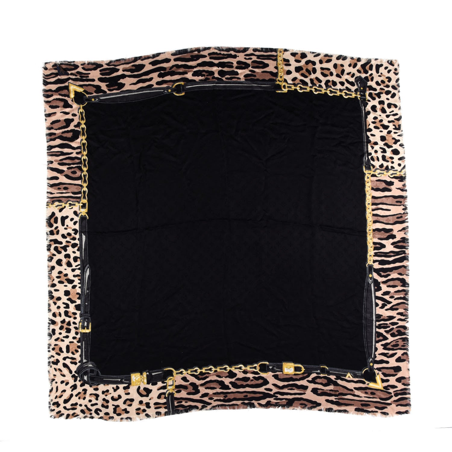 Louis Vuitton Silk Wool Leopard Monogram Scarf 1 of 5
