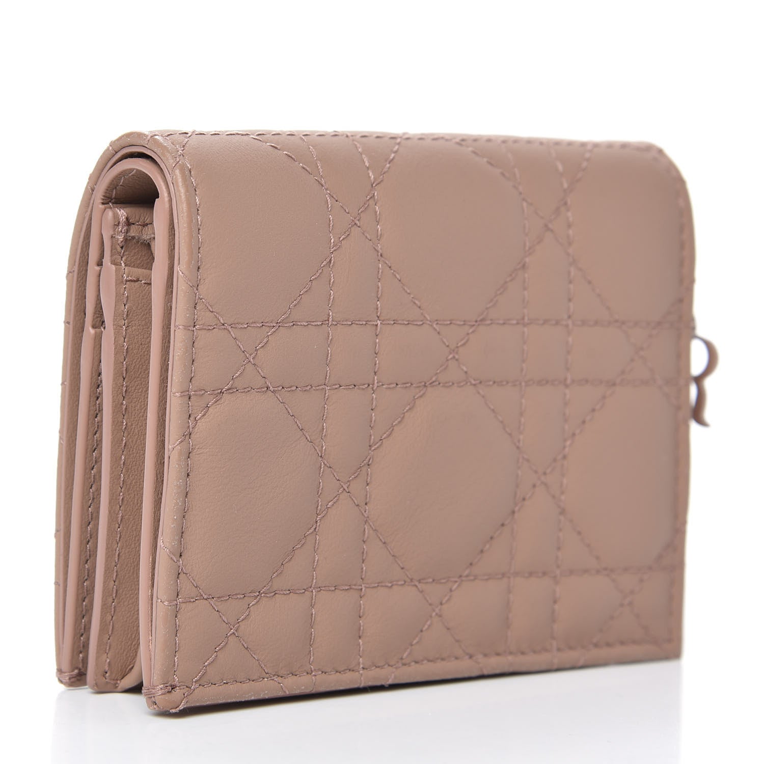 Christian Dior Ultra Matte Calfskin Cannage Mini Lady Dior Wallet Beige 3 of 8