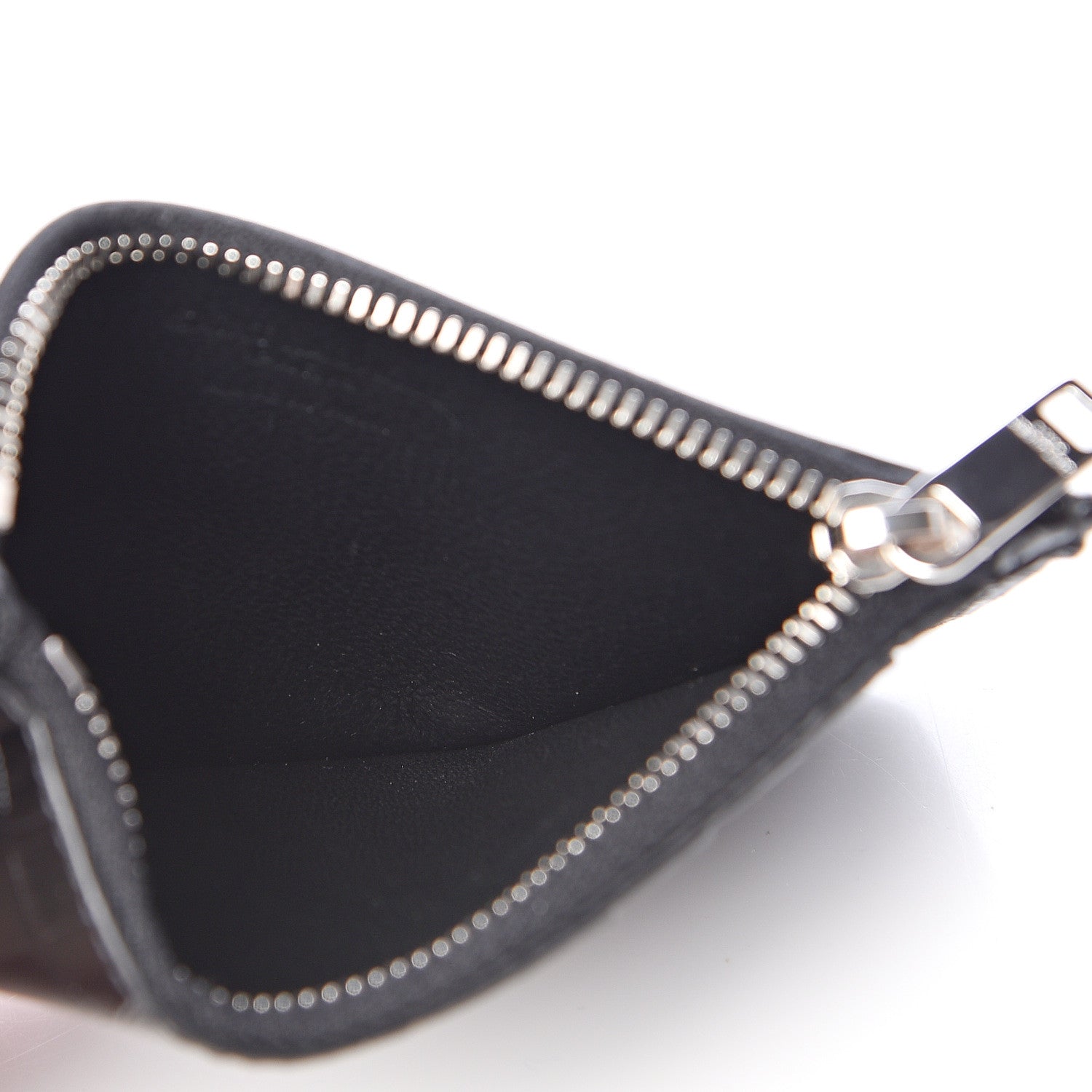 Saint Laurent Calfskin Crocodile Embossed 5 Fragments Zip Pouch Card Holder Black 5 of 8