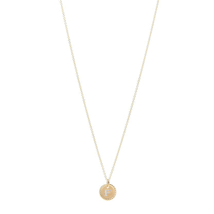 David Yurman 18K Yellow Gold Diamond Initial F Charm Necklace 1 of 5