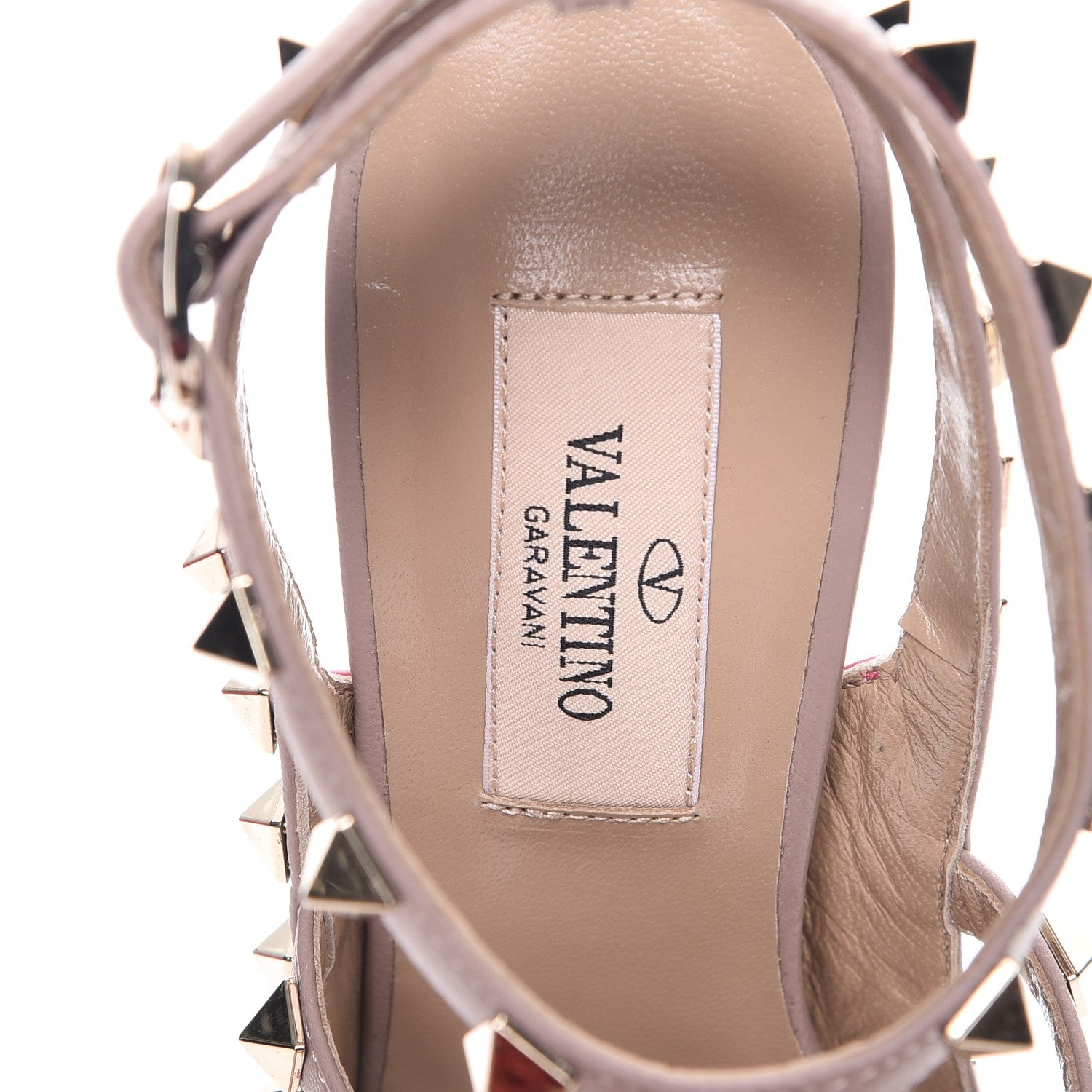 Valentino Garavani Calfskin Nappa Rockstud Ankle Strap 100mm Pumps 35.5 Peony Poudre 7 of 9