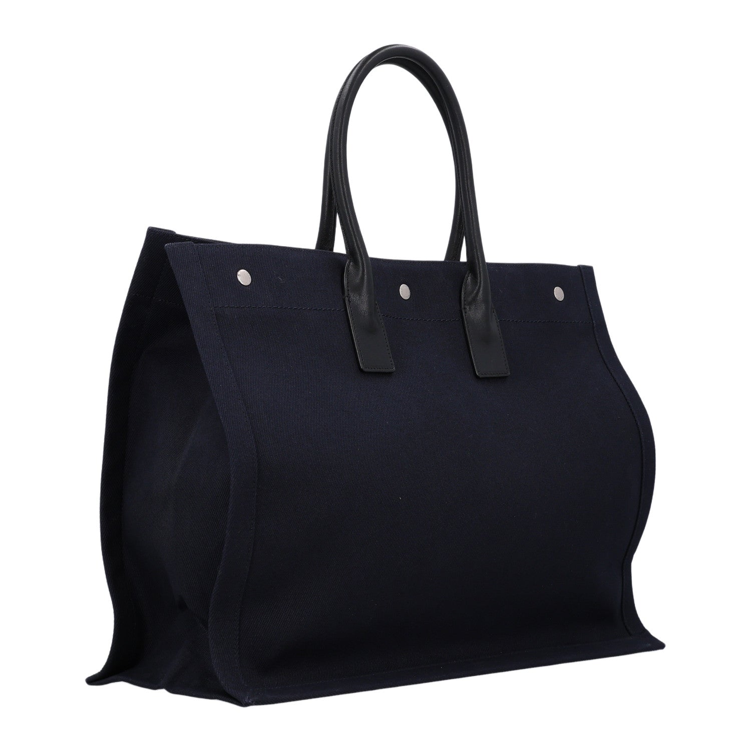 Saint Laurent Linen Calfskin Rive Gauche Tote Navy 3 of 10
