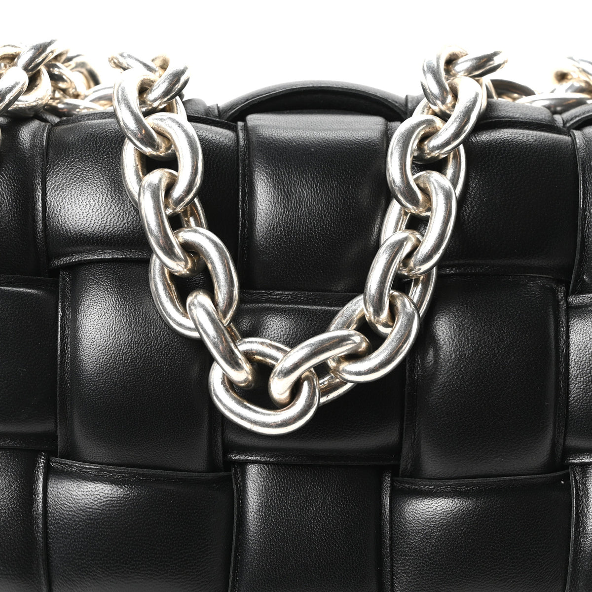 Lambskin Maxi Intreccio Padded Chain Cassette Crossbody Bag Black