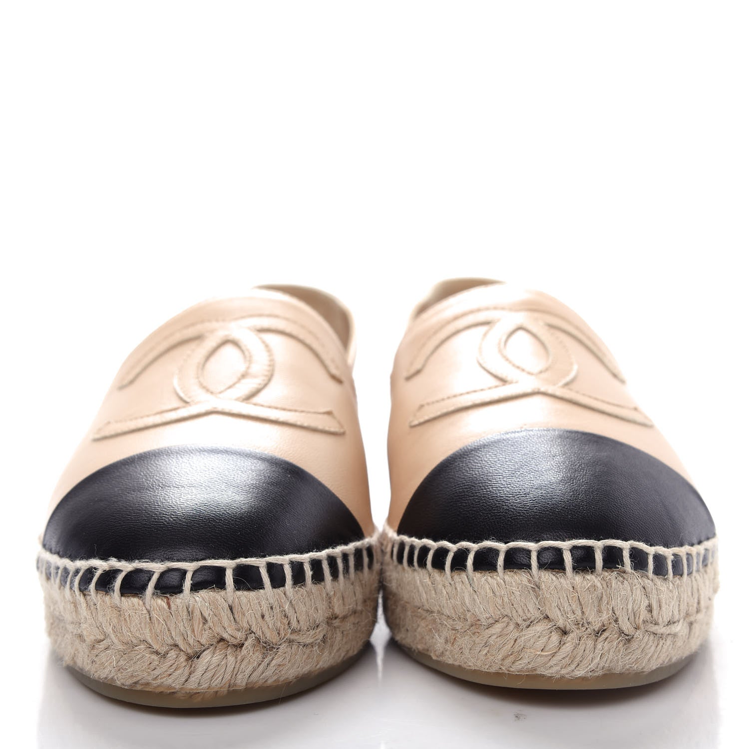 Chanel Lambskin CC Espadrilles 38 Beige Black 2 of 11