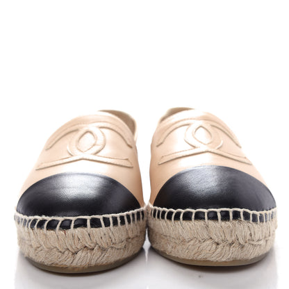 Chanel Lambskin CC Espadrilles 38 Beige Black 2 of 11