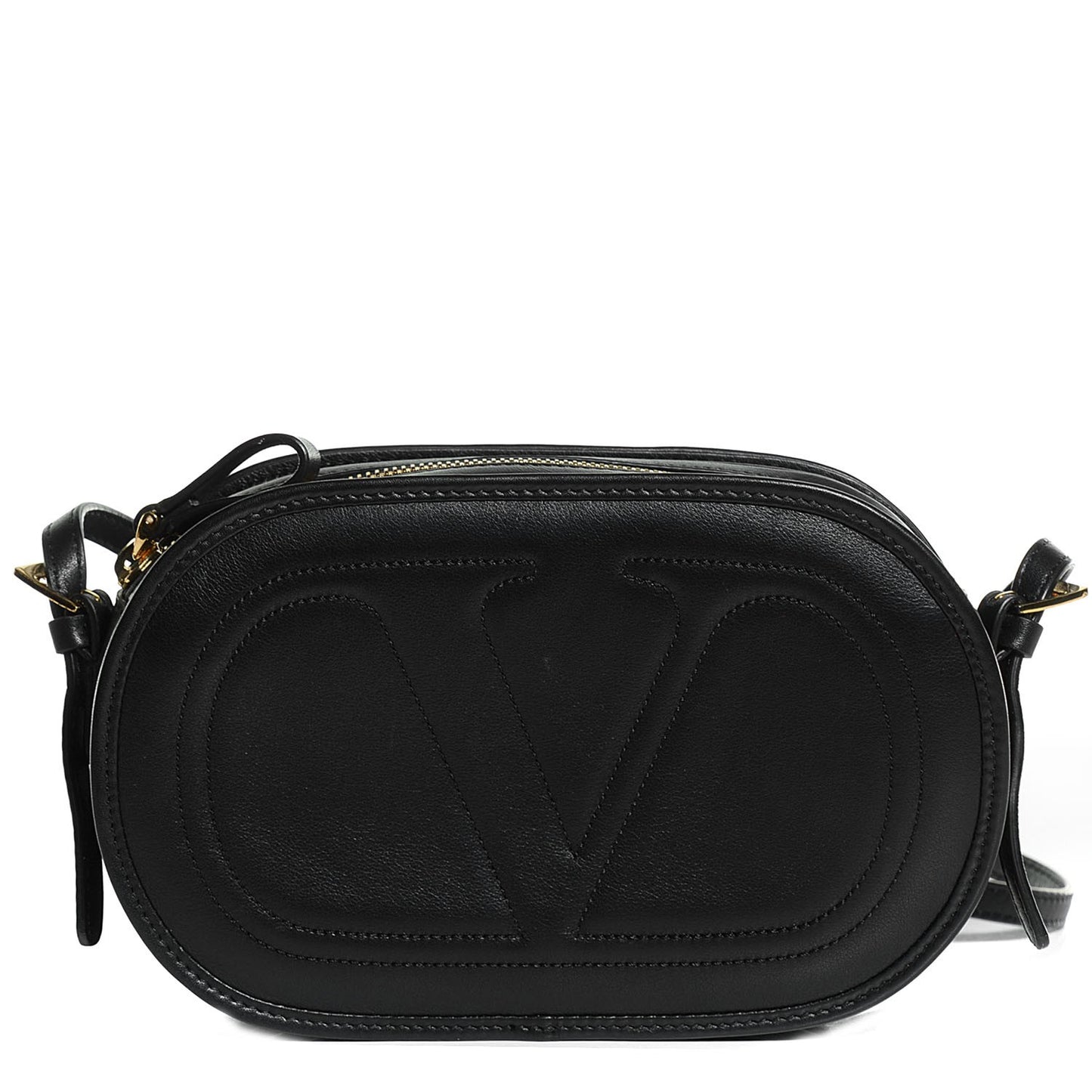Calfskin Small Logo Go Crossbody Bag Black