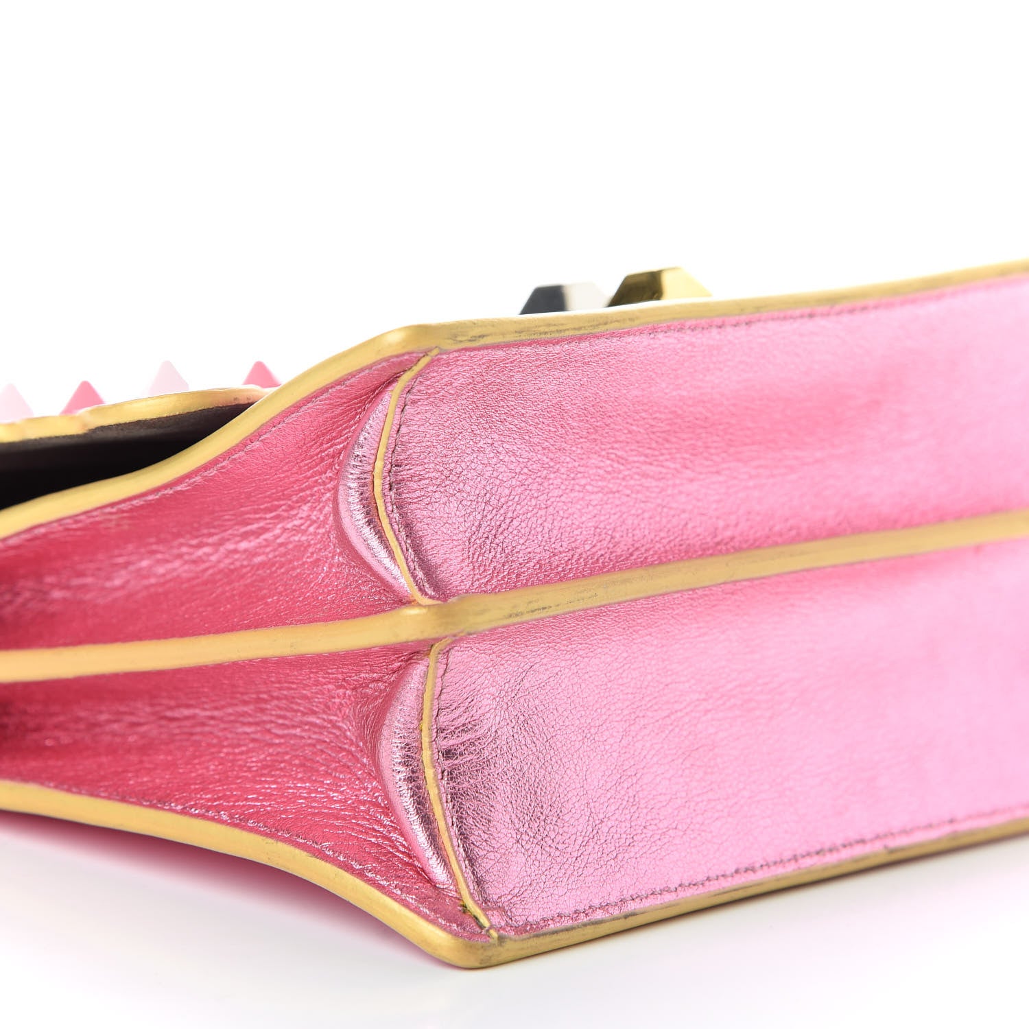 Fendi Vitello Catalan Mirror Scalloped Multi Studded Small Kan I Shoulder Bag Fuxia Chiaro 7 of 11