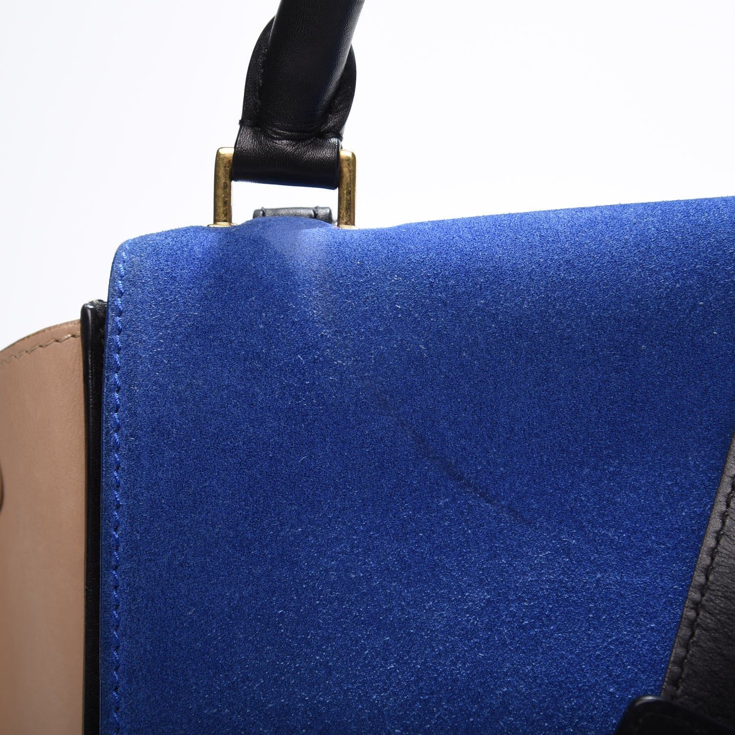 Celine Smooth Calfskin Suede Medium Tri-Color Trapeze Royal Blue 9 of 13