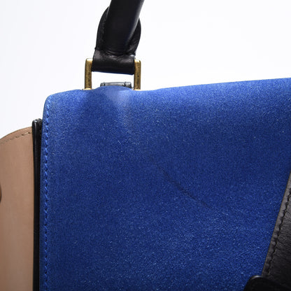 Celine Smooth Calfskin Suede Medium Tri-Color Trapeze Royal Blue 9 of 13