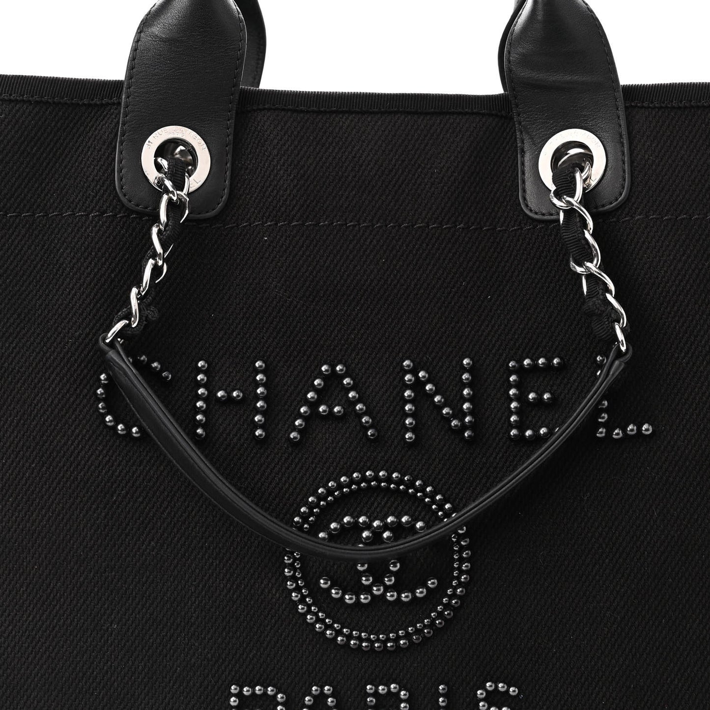 Canvas Pearl Medium Deauville Tote Black