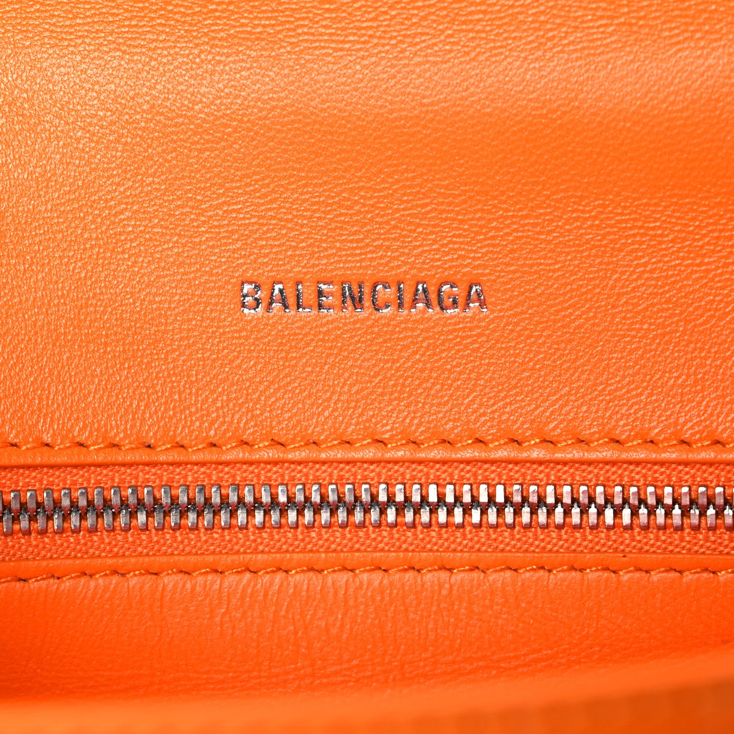 Balenciaga Shiny Calfskin Crocodile Embossed Small Hourglass Top Handle Bag Pop Orange 6 of 10