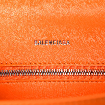 Balenciaga Shiny Calfskin Crocodile Embossed Small Hourglass Top Handle Bag Pop Orange 6 of 10