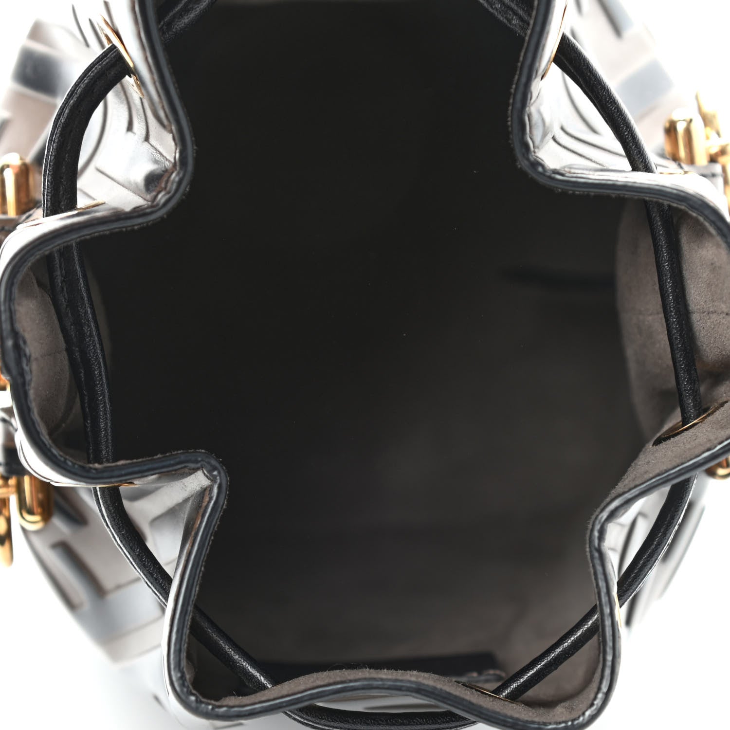 Fendi Vitello Liberty F is Fendi Bi-Color FF 1974 Embossed Mini Mon Tresor Bucket Bag Maya Black 4 of 4