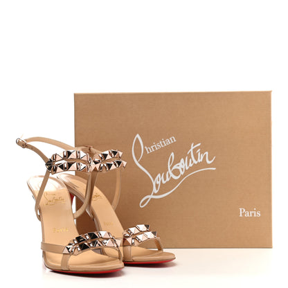 Christian Louboutin Calfskin Studded Galerietta 100 Sandals 39.5 Neutral 10 of 10