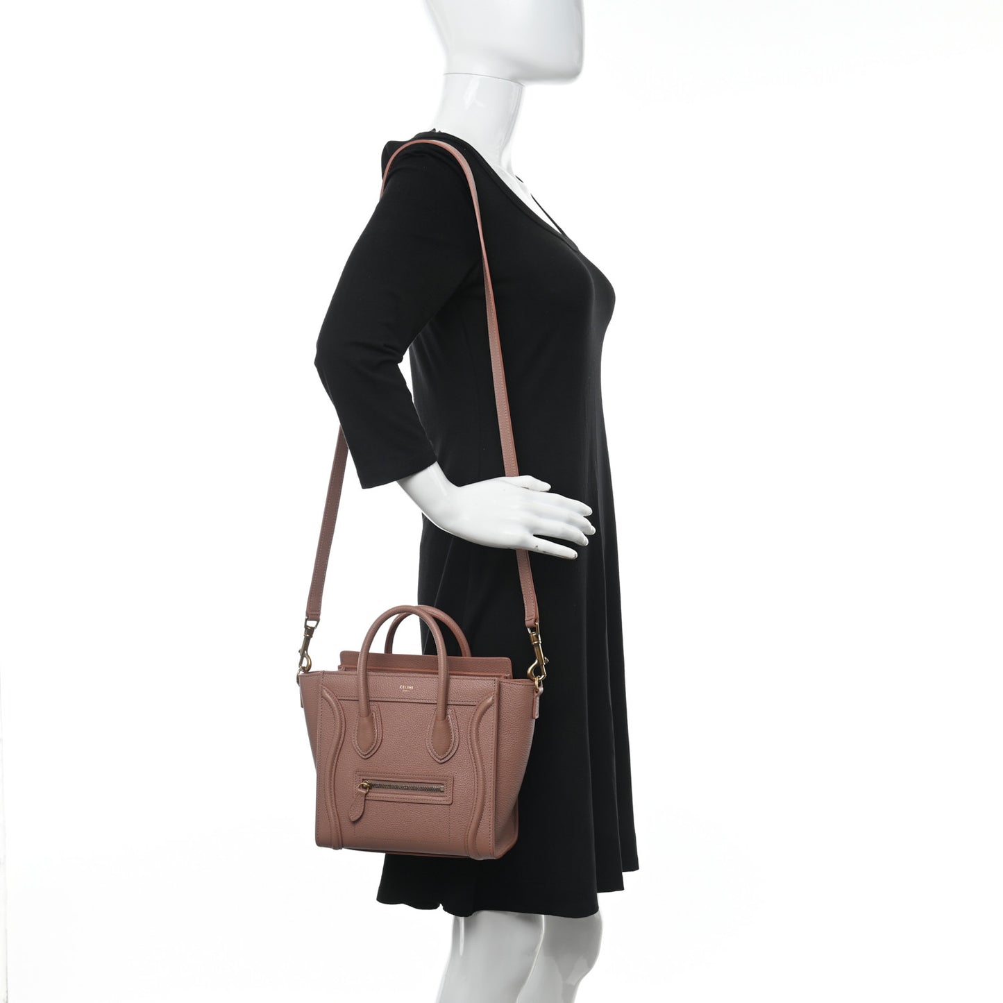 Drummed Calfskin Nano Luggage Antique Rose