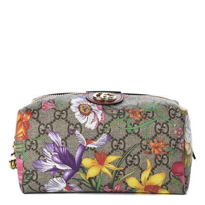Gucci Soft GG Supreme Monogram Flora Calfskin Medium Ophidia Cosmetic Case Beige Ebony Multicolor Rosso 1 of 9