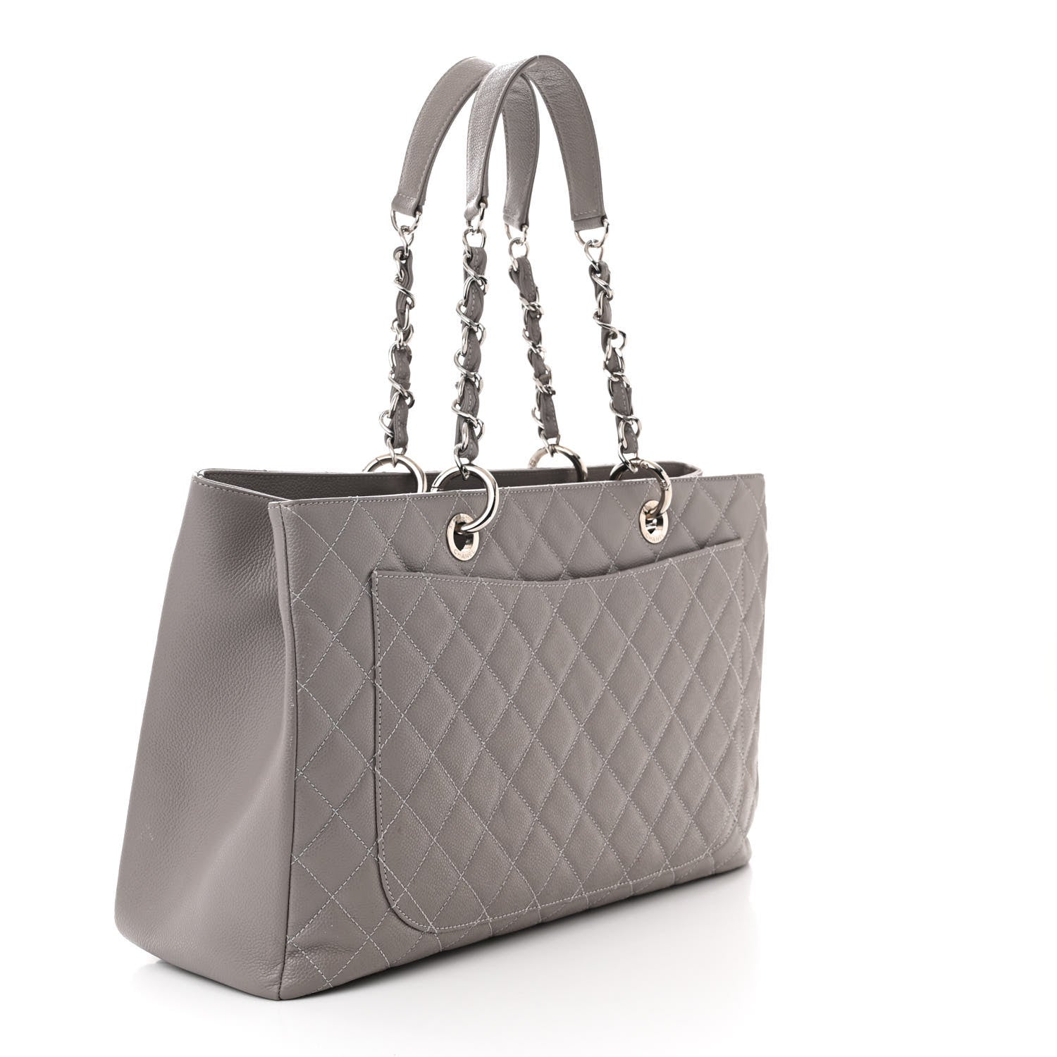 Chanel Caviar Quilted XL Grand Shopping Tote GST Light Grey 3 of 12