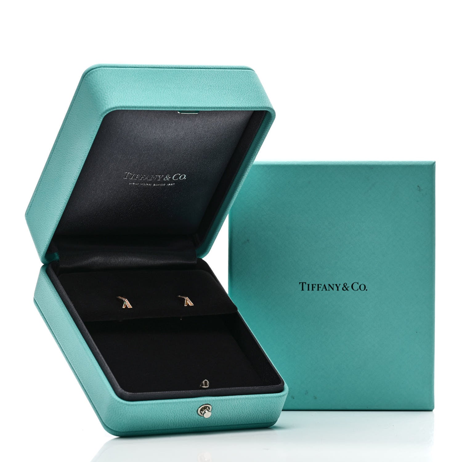 Tiffany 18K Rose Gold Diamond Atlas X Earrings 5 of 5