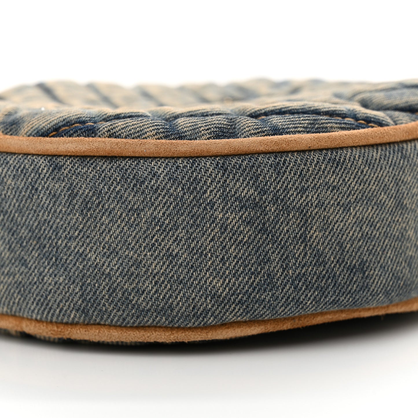 Denim Quilted Monogram Round Crossbody Bag Rodeo Blue