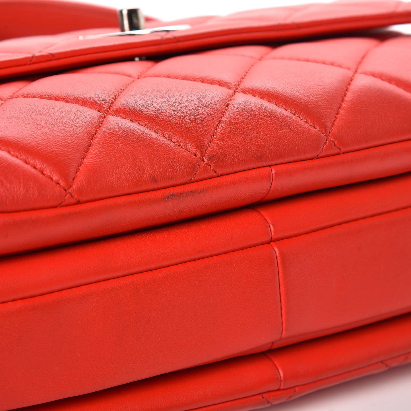 Lambskin Quilted Small Trendy CC Dual Handle Bag Red
