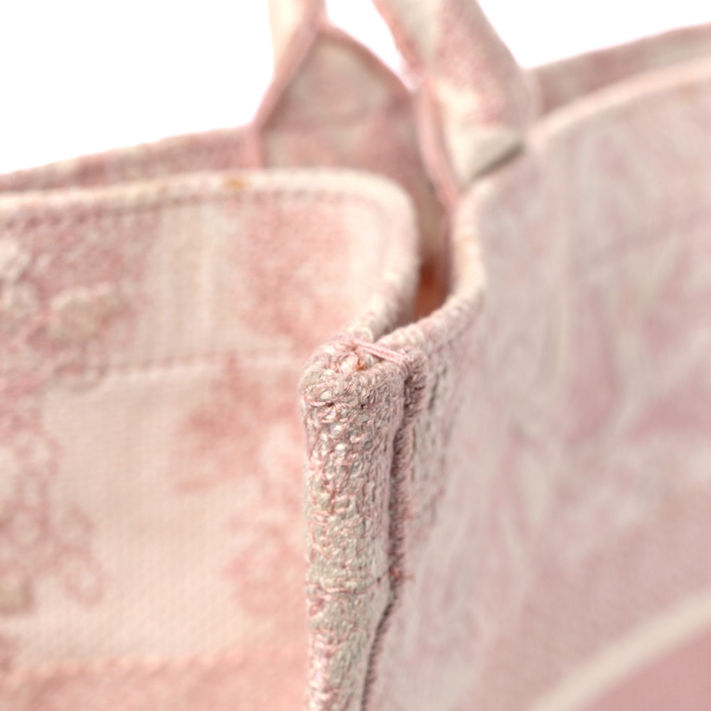 Canvas Toile De Jouy Embroidered Medium Book Tote Pink