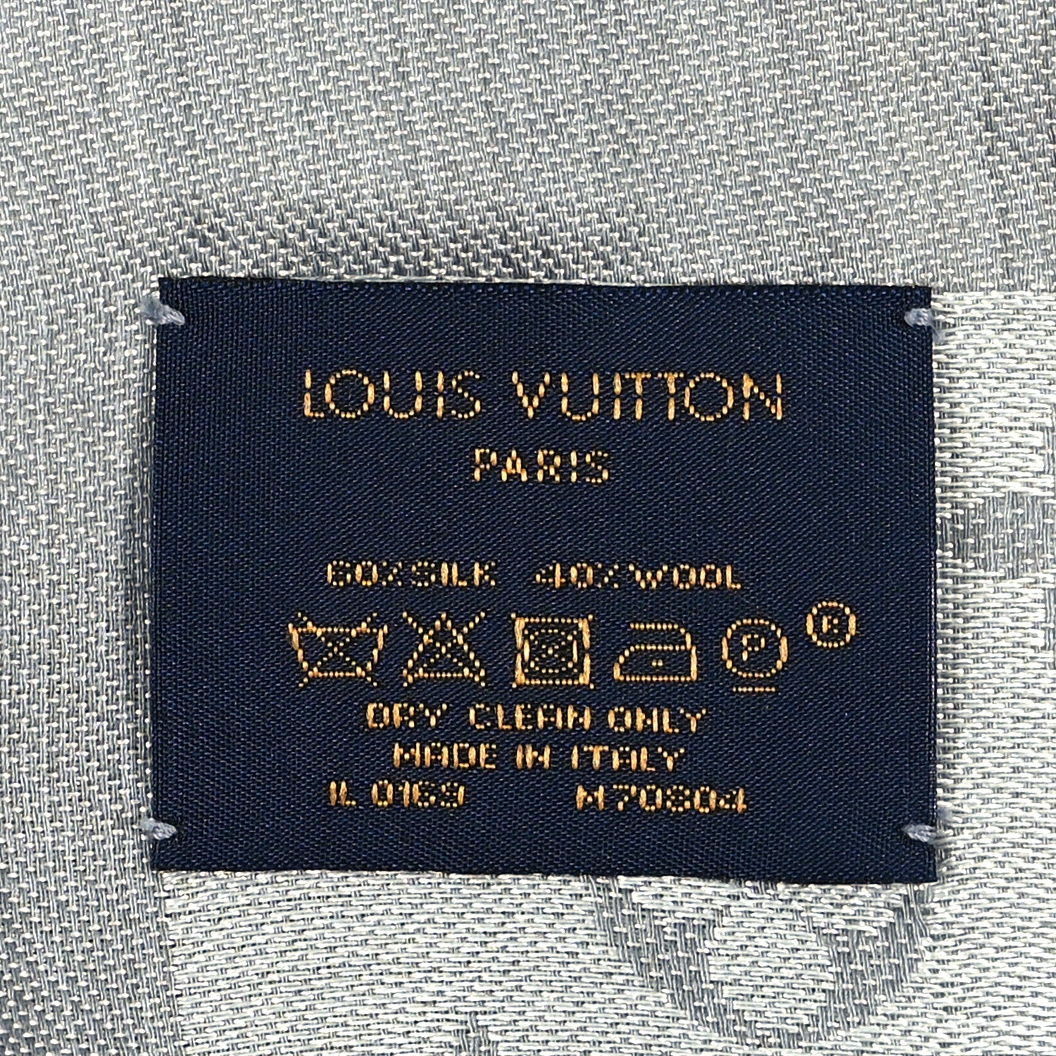 Louis Vuitton Wool Silk Monogram Denim Shawl Pearl Grey 3 of 3