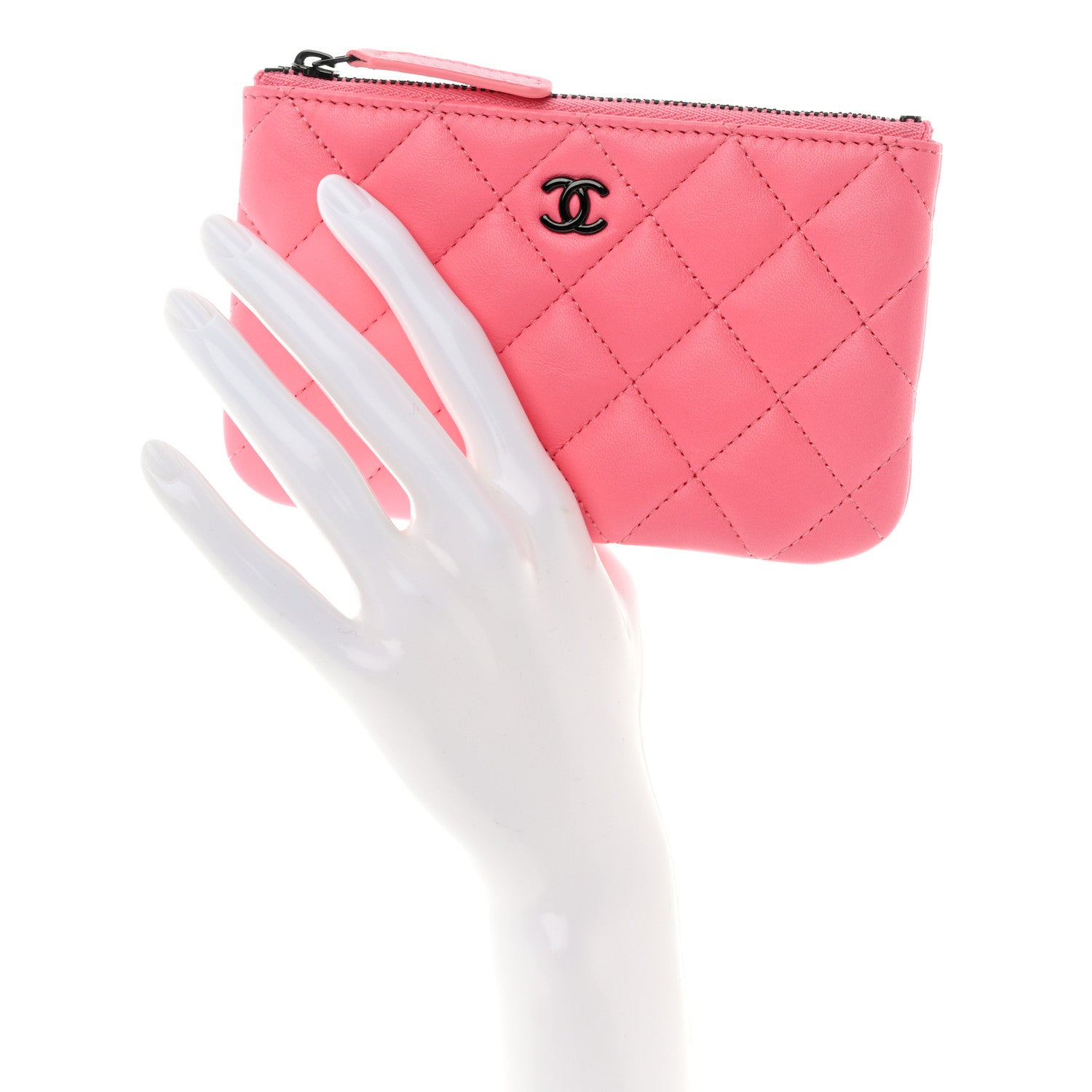 Chanel Lambskin Quilted Small Cosmetic Case Pink 2 of 8