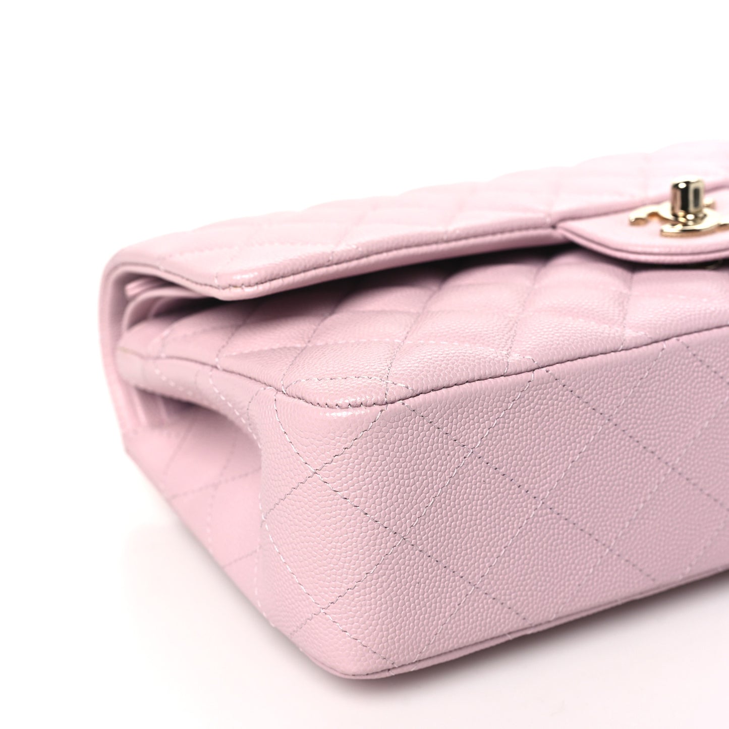 Caviar Quilted Medium Double Flap Light Pink