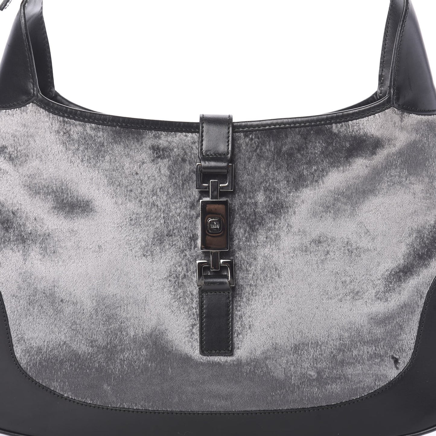Velvet Calfskin Jackie O Hobo Grey Black