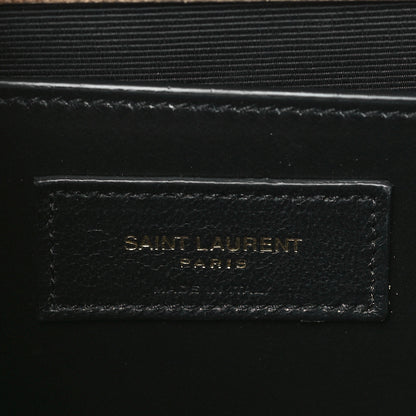 Saint Laurent Canvas Calfskin Mixed Matelasse Triquilt Medium Monogram Satchel Beige 6 of 9