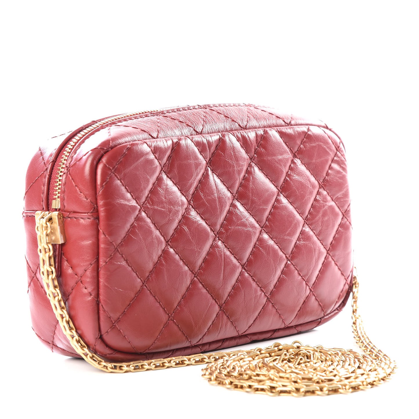 Aged Calfskin Quilted Mini Reissue Camera Case Red