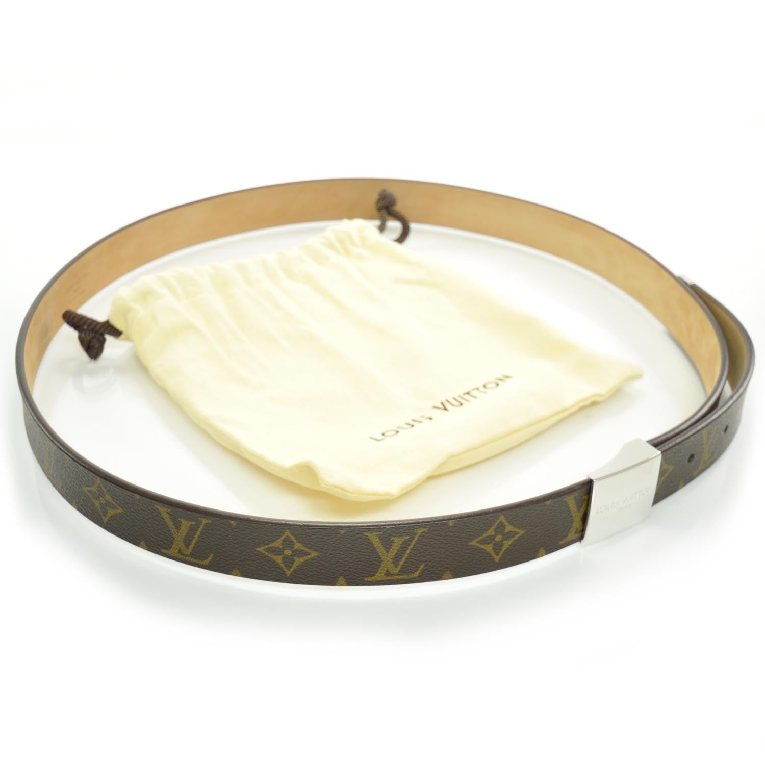 Louis Vuitton Monogram Ceinture Belt w Silver Buckle 3 of 6