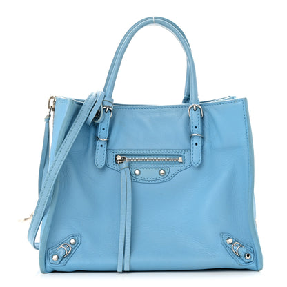 Balenciaga Supple Calfskin Papier Mini A4 Zip Around Tote Bleu Azur Clair 1 of 16