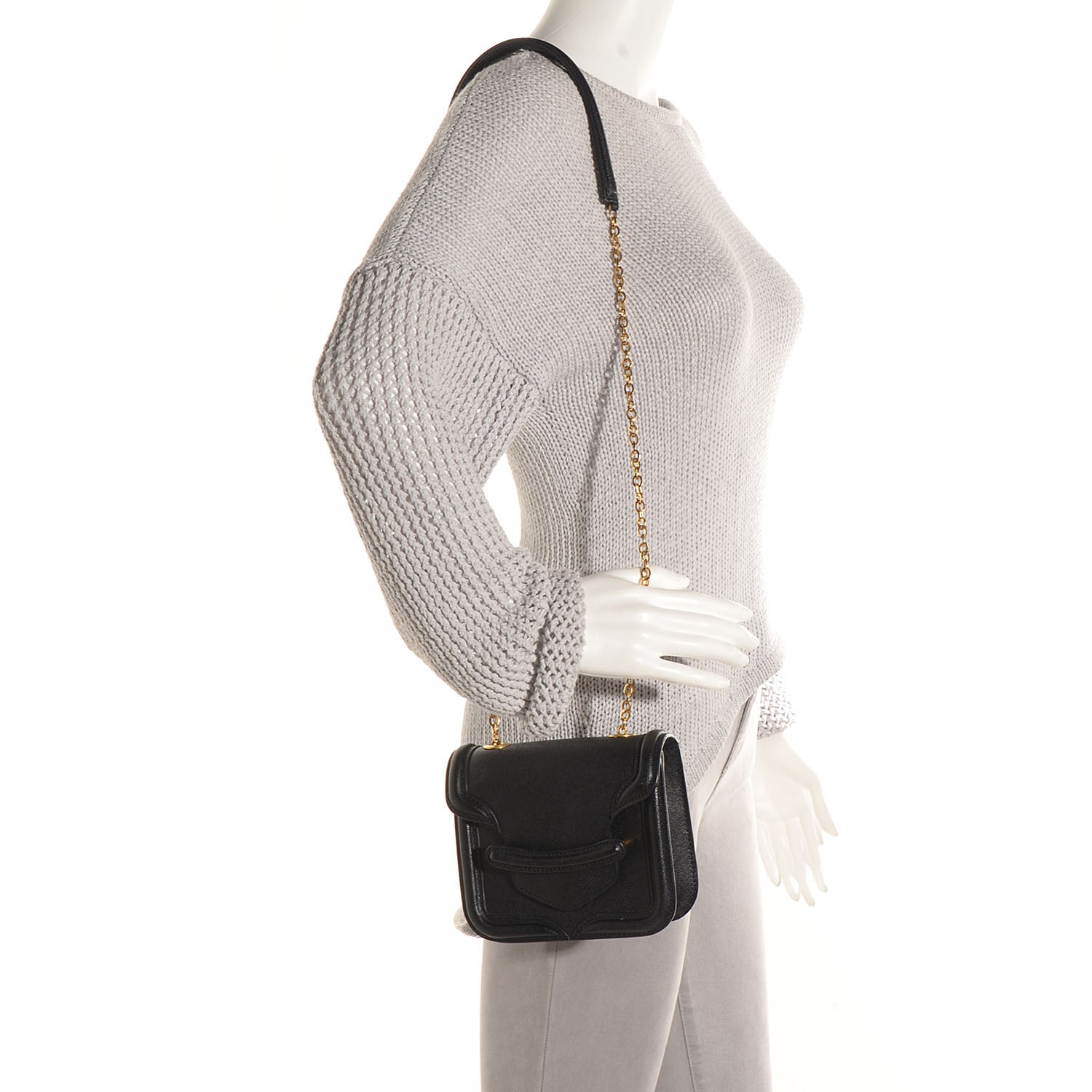 Alexander McQueen Saffiano Mini Heroine Chain Satchel Black 2 of 9