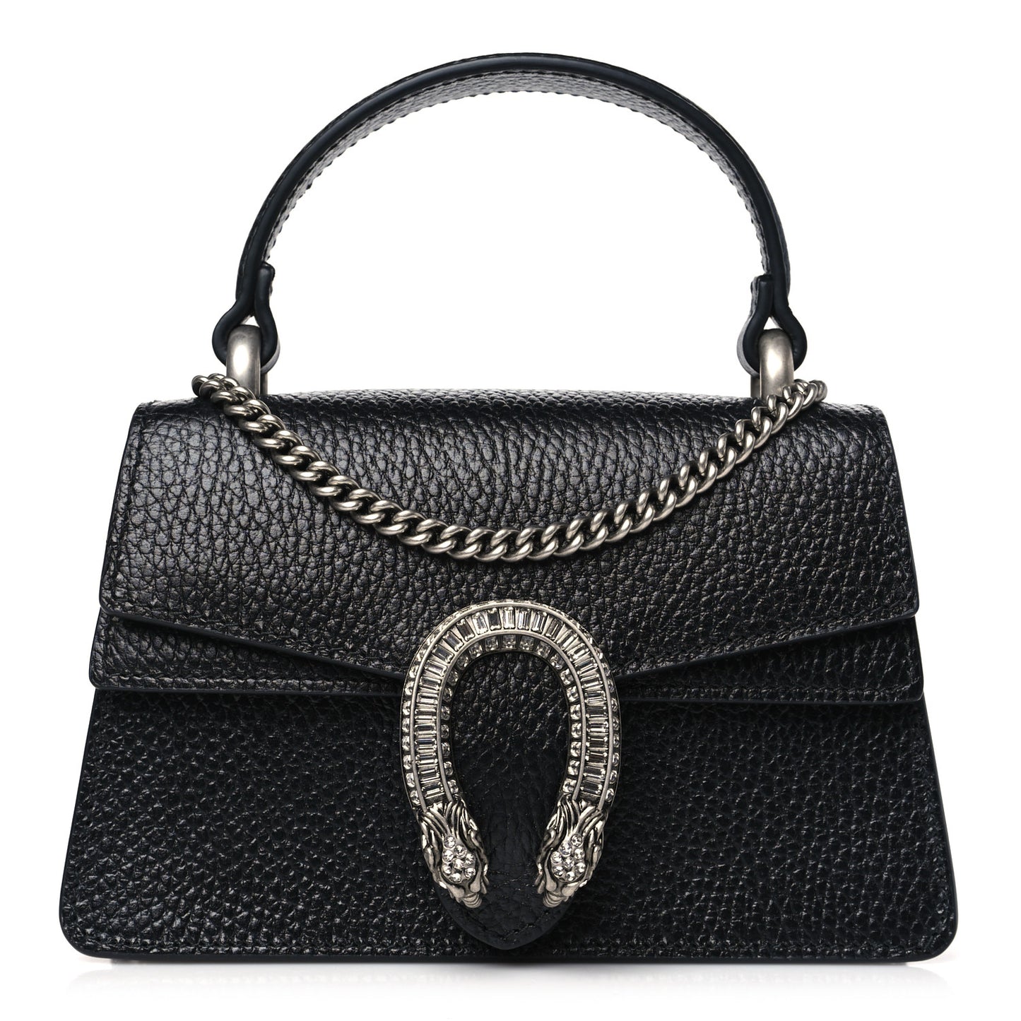 Dollar Calfskin Crystal Mini Dionysus Top Handle Bag Black Crystal