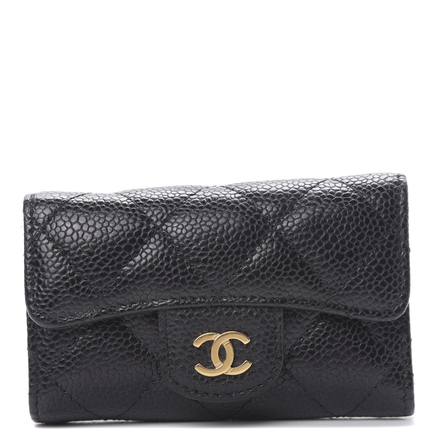 Caviar Quilted 6 Key Holder Black
