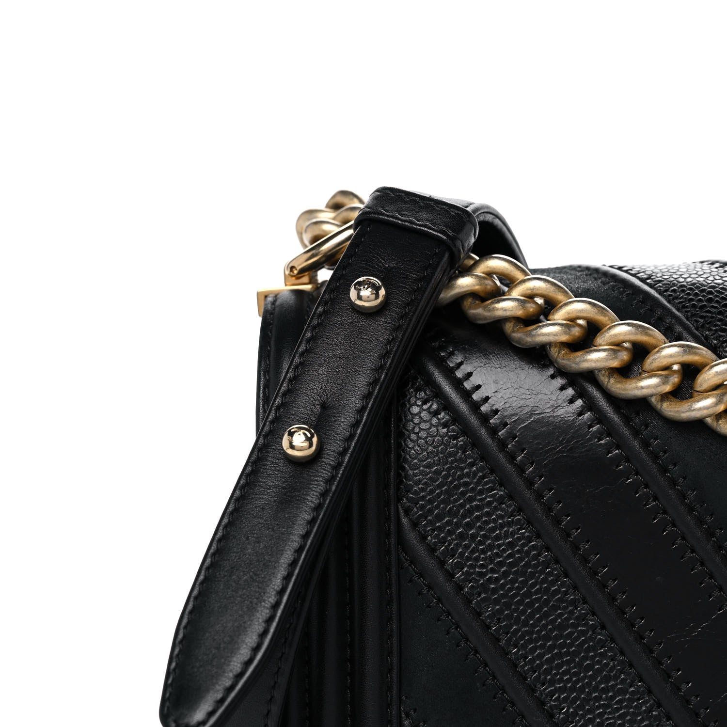 Chanel Caviar Suede Calfskin Chevron Medium Boy Flap Black 8 of 11