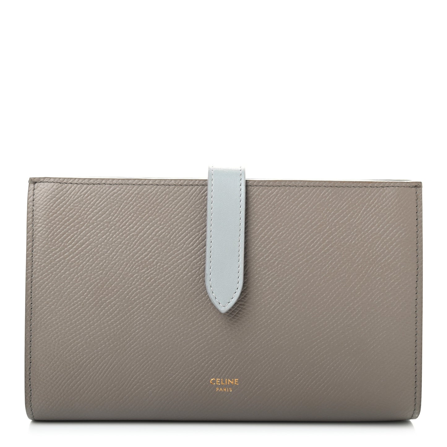 Grained Calfskin Large Multifunction Strap Wallet Pebble Mineral