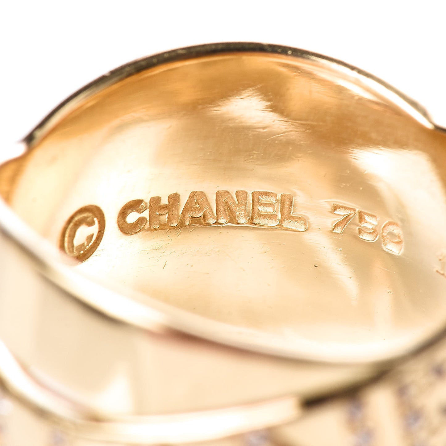 CHANEL18K Yellow Gold Diamond Bolduc Ring 52 6
