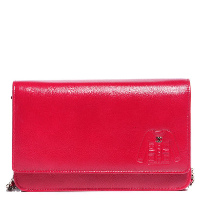 Chanel Goatskin Embossed Jacket Wallet On Chain WOC Red 1 of 10