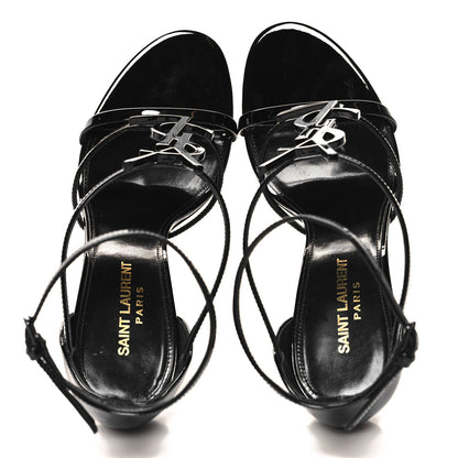Saint Laurent Patent Cassandra 100 Ankle Strap Sandals 39 Black 2 of 10