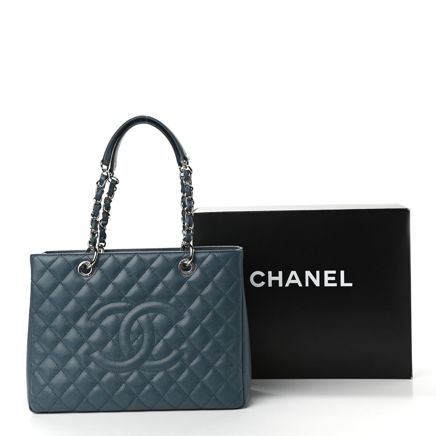 Caviar Quilted Grand Shopping Tote GST Blue