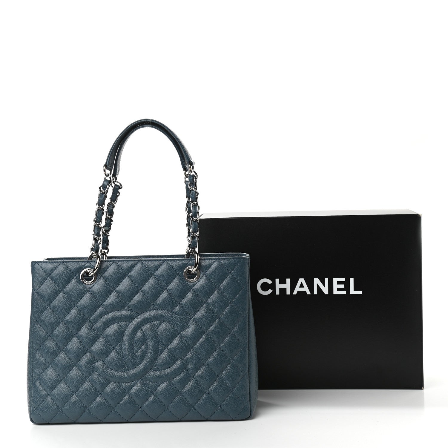 Chanel Caviar Quilted Grand Shopping Tote GST Blue 10 of 10