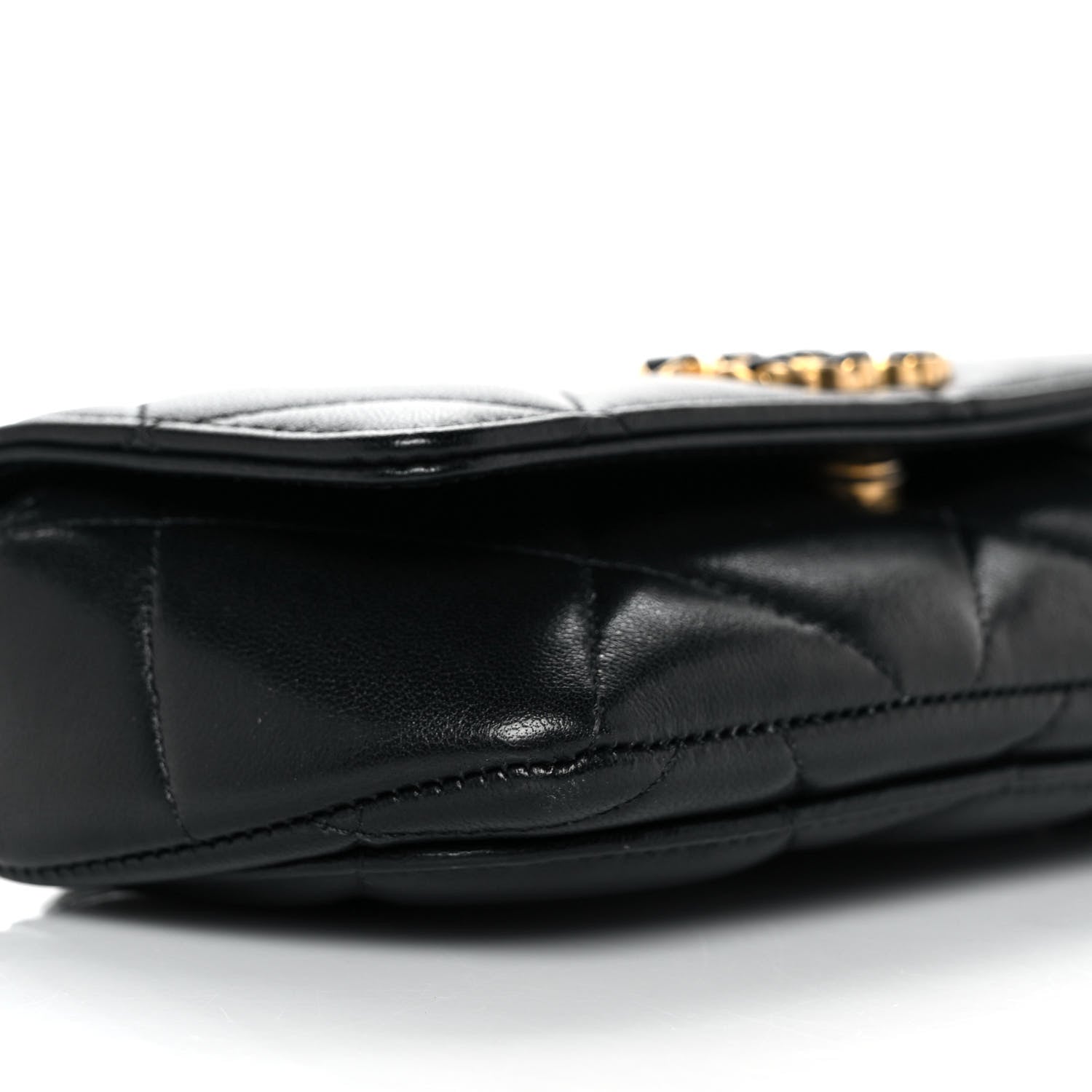 Chanel Goatskin Quilted Chanel 19 Glasses Case With Chain Black 9 of 10