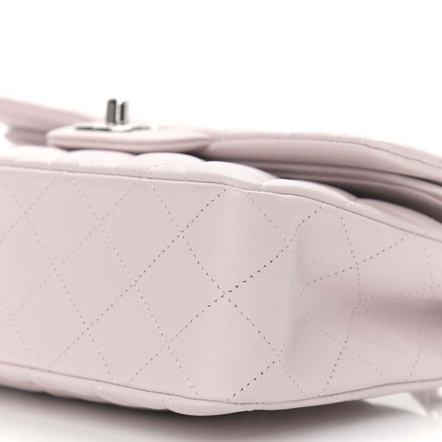 Lambskin Quilted Small Double Flap Light Purple